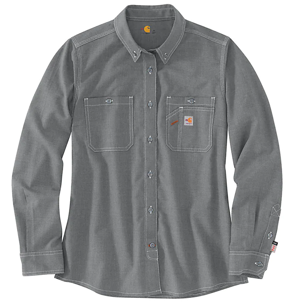 Carhartt Women's FR Lightweight Button Front Shirt in Gray